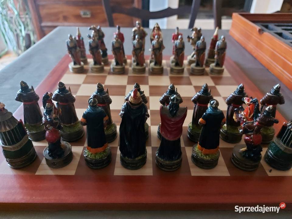 Szachy z żywicy marmurkowej 35x35 Kultura i Rozrywka śląskie Sosnowiec