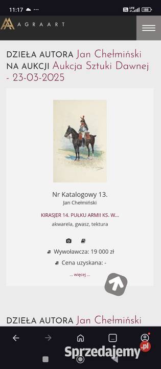 Jan Chełmiński Ułani Księstwa Warszawskiego Węgorzewo sprzedam