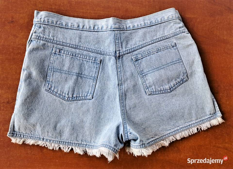 Szorty dżinsowe vintage haft bawełna 100 wysoki niebieski Spodnie Kraków
