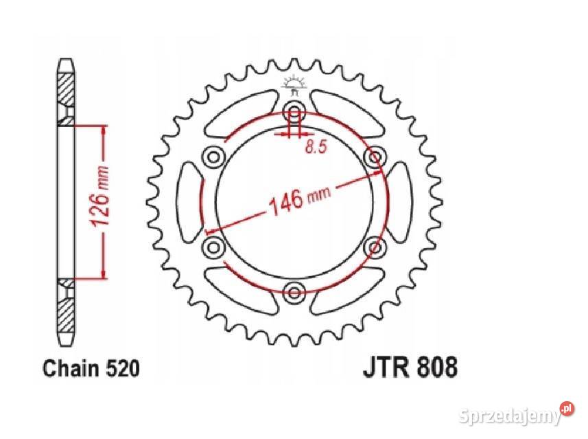 Zębatka tylna stalowa JTR80843 43Z rozmiar 520