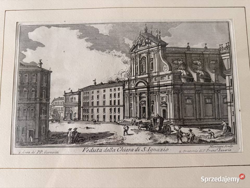 Antyczny Miedzioryt 1770 Veduta della Chiesa di