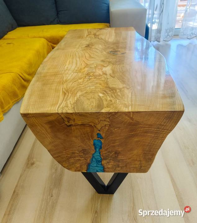 Stolik z żywicą jesion monolit unikat 55cm podkarpackie Równe