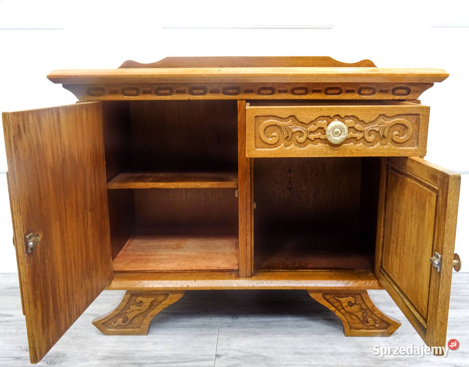 DĘBOWA KOMODA na nóżkach ZDOBIONA komoda z Kalisz