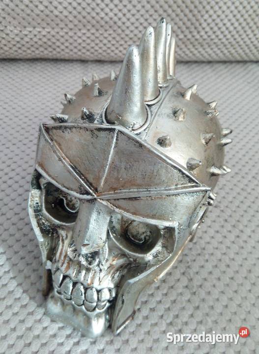Steampunk srebrna Czaszka w hełmie silver skull