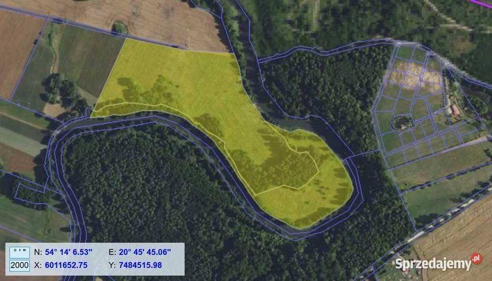 Urokliwa działka rolna z linią brzegową Łyny rolna Bartoszyce