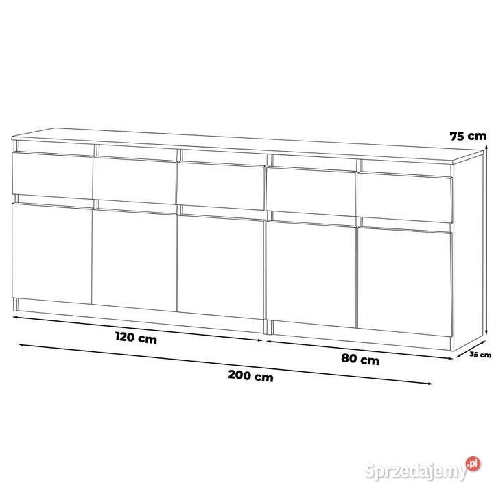 Komoda Z 5 Szufladami Nowoczesna 200 Best Oleksa 200cm Elbląg