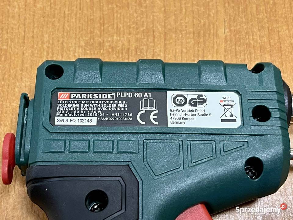 Lutownica pistoletowa Parkside PLPD 60 A1 z Elbląg sprzedam