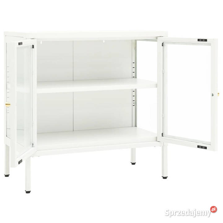Szafka boczna biała 70x35x70 stal i szkło Warszawa
