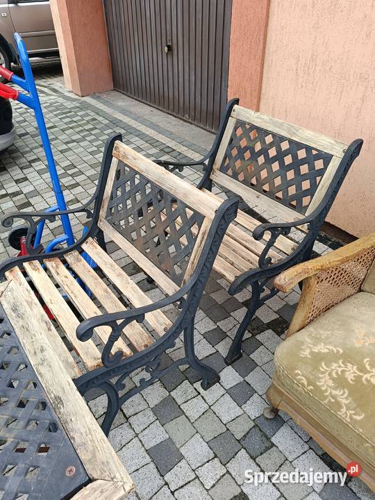 Zestaw ogrodowy żeliwny ciężki przed renowacją Lipno