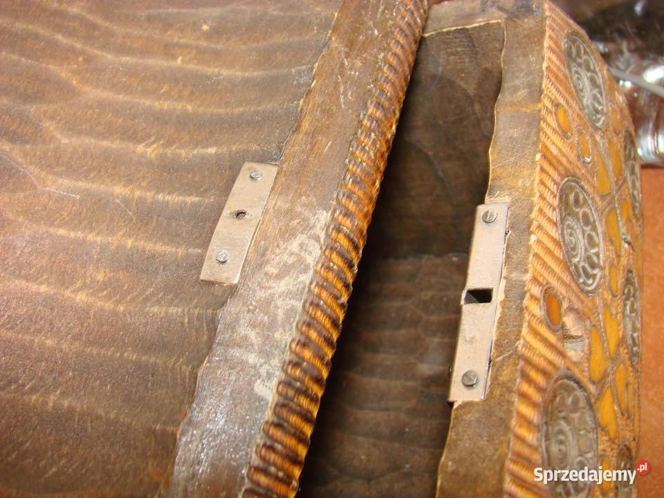 drewniane pudełko PRL Rękodzieło Pruszcz Gdański