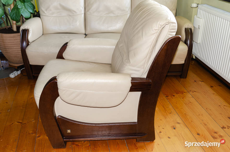 KLER skórzany zestaw fotel sofa 3 osobowa kanapa Meble