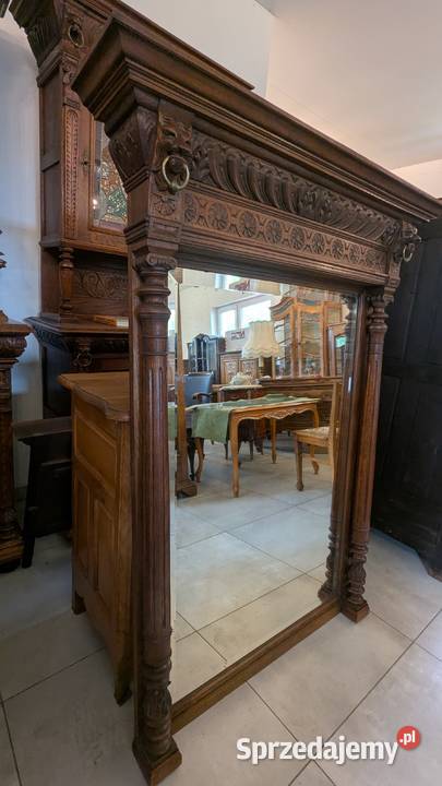 Piękne dębowe lustro neorenesansowesklep Dąbrowa Dąbrowa Górnicza
