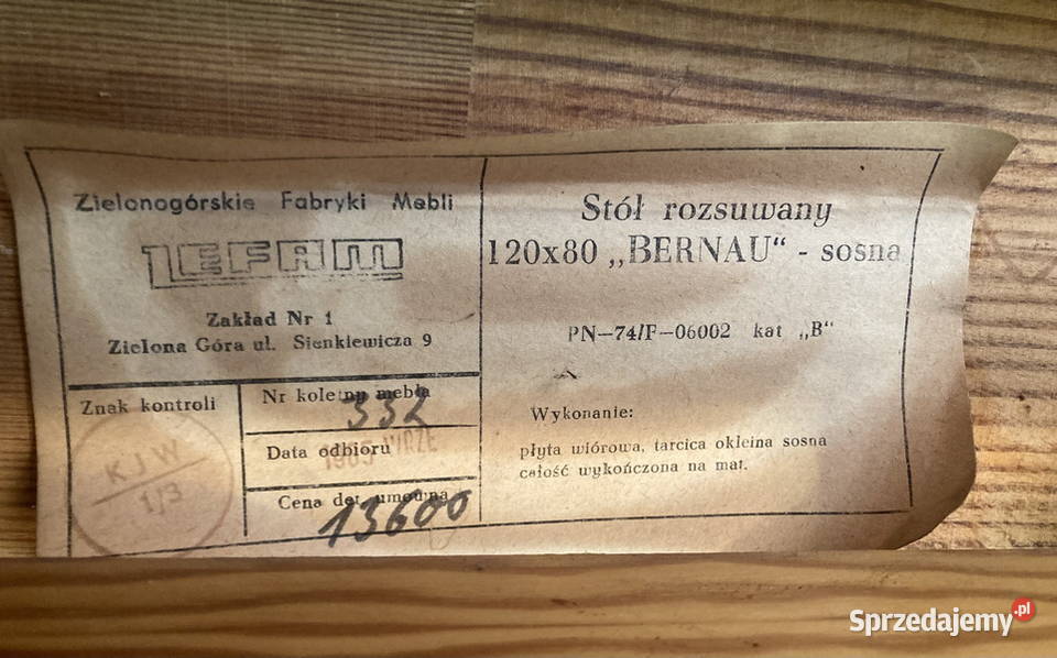 Stół z PRL rozkładany Bernau 1985 r sosna do Kraków