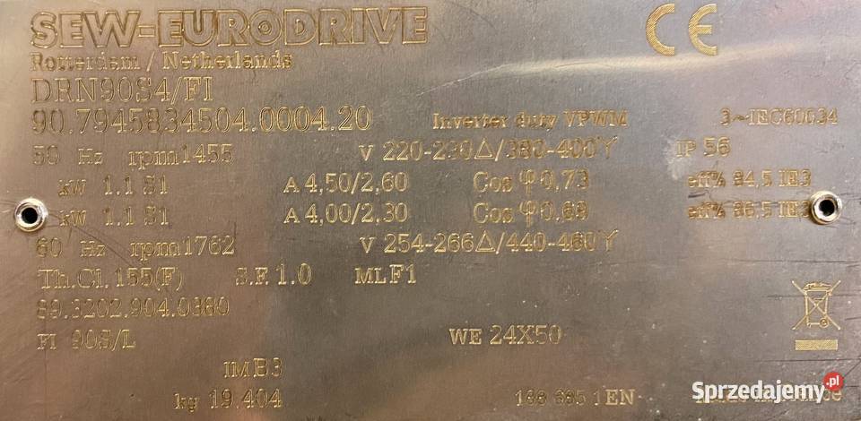 silnik elektryczny 11kW 1455obr 3fazowy SEW IE3 Pigża
