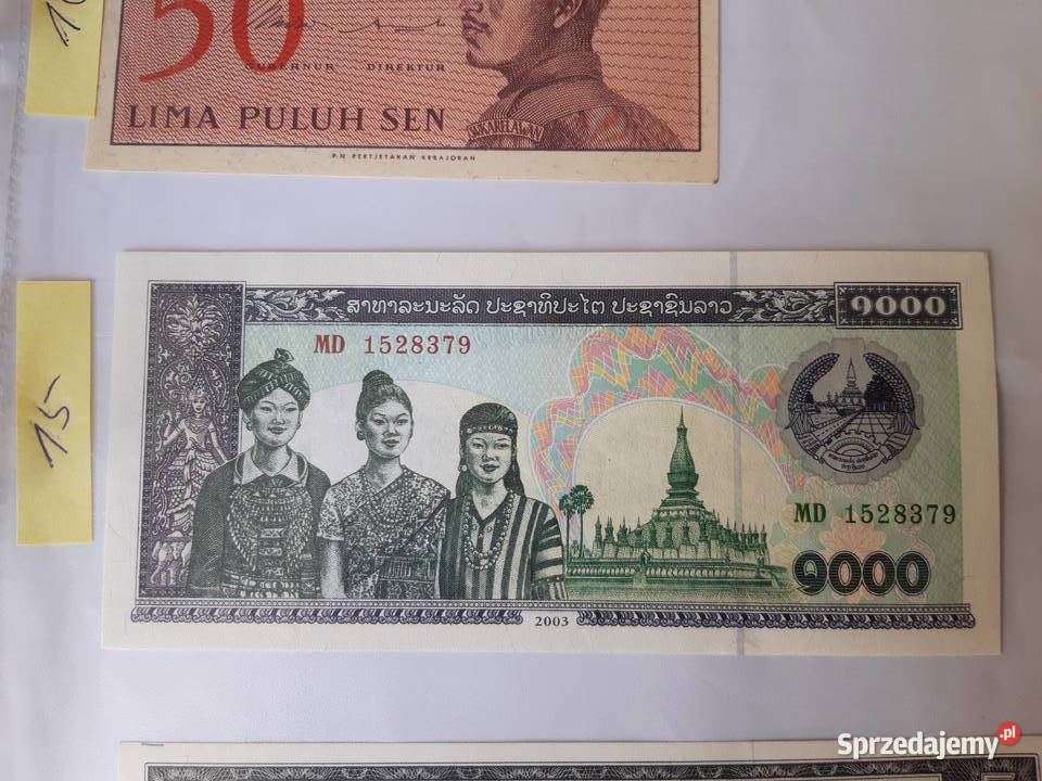 Banknot kolekcjonerski Paragwaj Laos Indonezja Ruda Śląska sprzedam