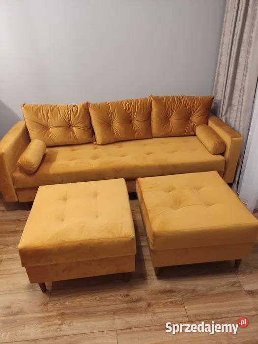 Nowa kanapa z dwoma pufami 229x90 Dom i Ogród