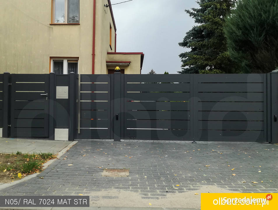 Nowoczesne ogrodzenie poziome ALFEN N05 grafit