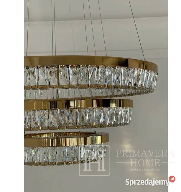 Żyrandol kryształowy złoty designerski ring Warszawa