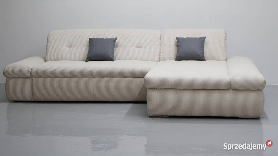 TIL Narożnik z funkcją spania beżowa tkania Poznań