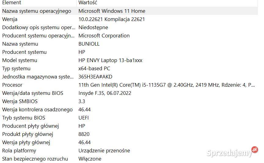 hp envy laptop 13ba1003nw 133 ekran cienki Trąbki Wielkie