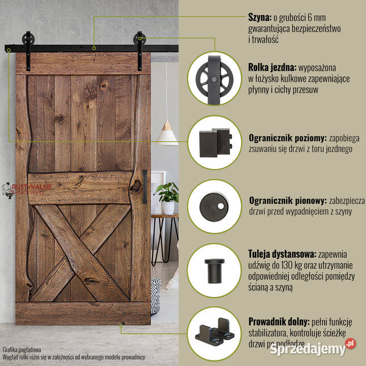 Prowadnica ścienna do drzwi jednoskrzydłowych