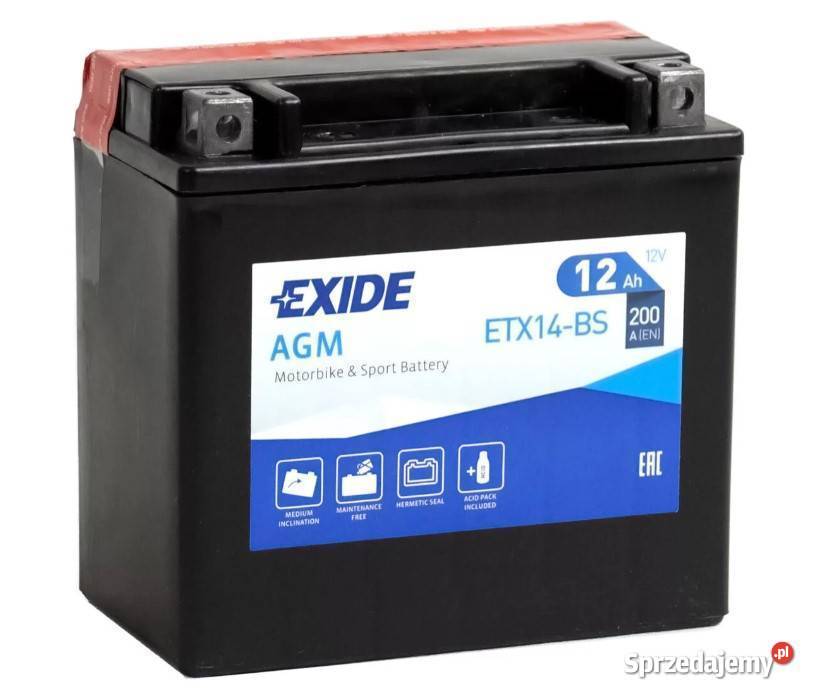 Akumulator motocyklowy EXIDE ETX14BS YTX14BS 12V dolnośląskie Lubin