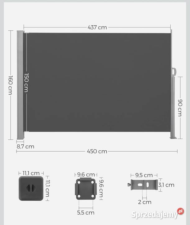 Markiza boczna 160x450 prywatność i cień które
