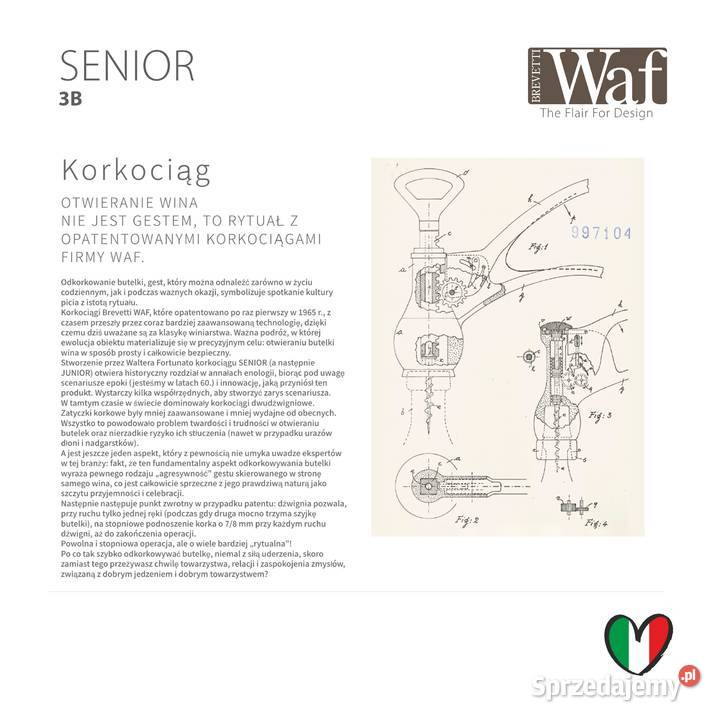 Korkociąg WAF Barrique oryginalny włoski Akcesoria barmańskie Bolesławiec