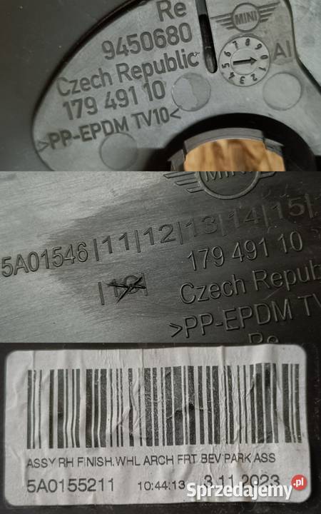 MINI COOPER F56 20 LISTWA BŁOTNIKA PRAWY PRZÓD
