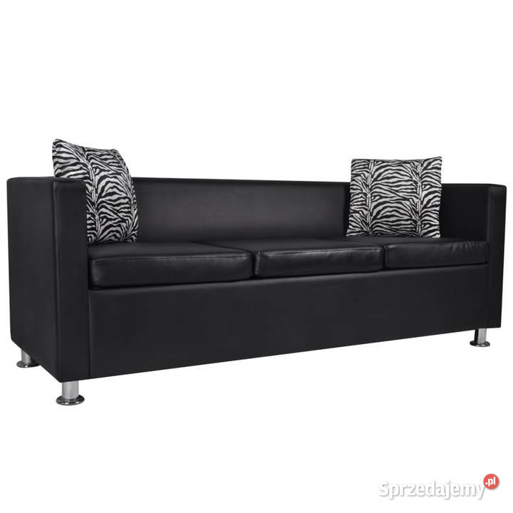 Sofa 3osobowa ze skóry syntetycznej czarna Sofy i kanapy mazowieckie Warszawa