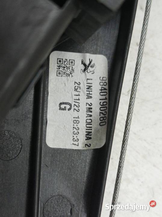 MECHANIZM SZYBY LEWY TYŁ 9840190280 Peugeot 3008 Rok produkcji 2022