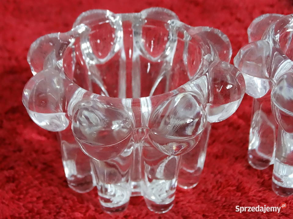 Francuskie świeczniki REIMS Ice Glass Vintage Biłgoraj