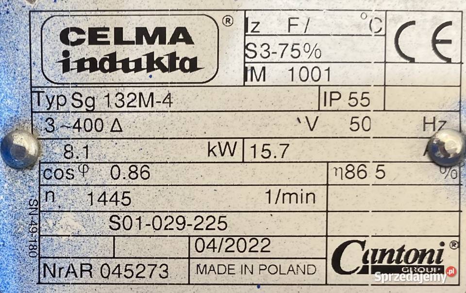 silnik elektryczny 81kW 1445obr 3fazowy INDUKTA Pigża sprzedam
