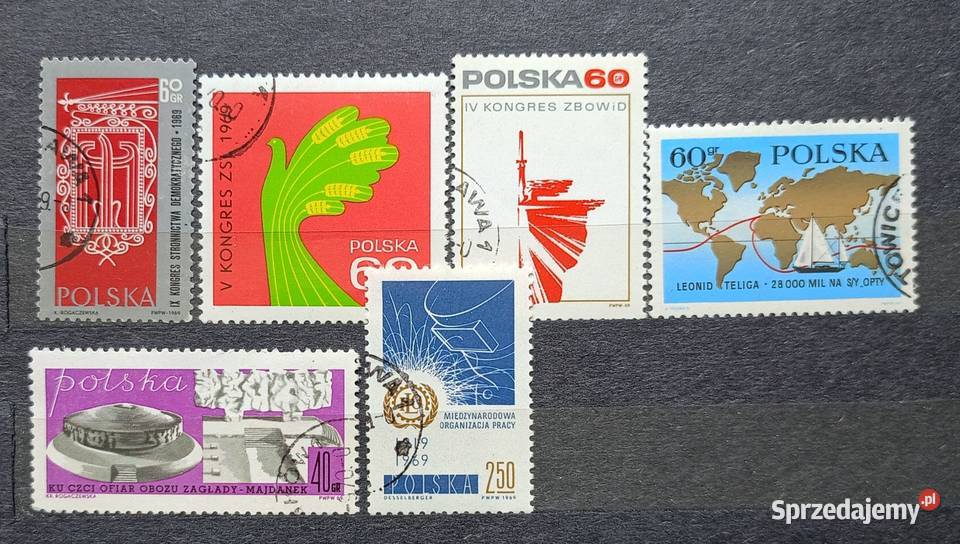 Znaczki polskie 1969 kasowane łódzkie Leźnica Wielka-Osiedle