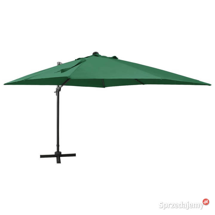 Parasol wiszący z LED i słupkiem zielony 300 Warszawa