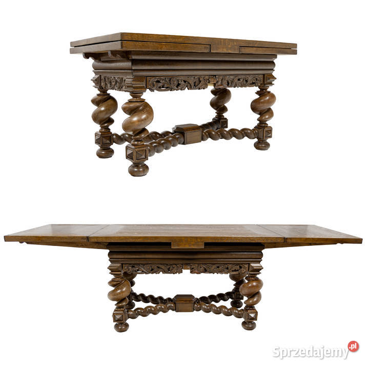 Wyjątkowy Dębowy Stół Gdański Barok XIX Wiek