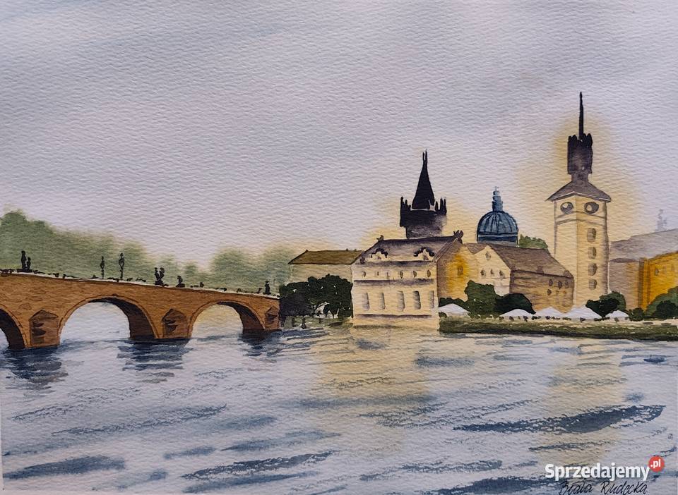 Akwarela Akwarelka Obraz Praga Most Karola pt