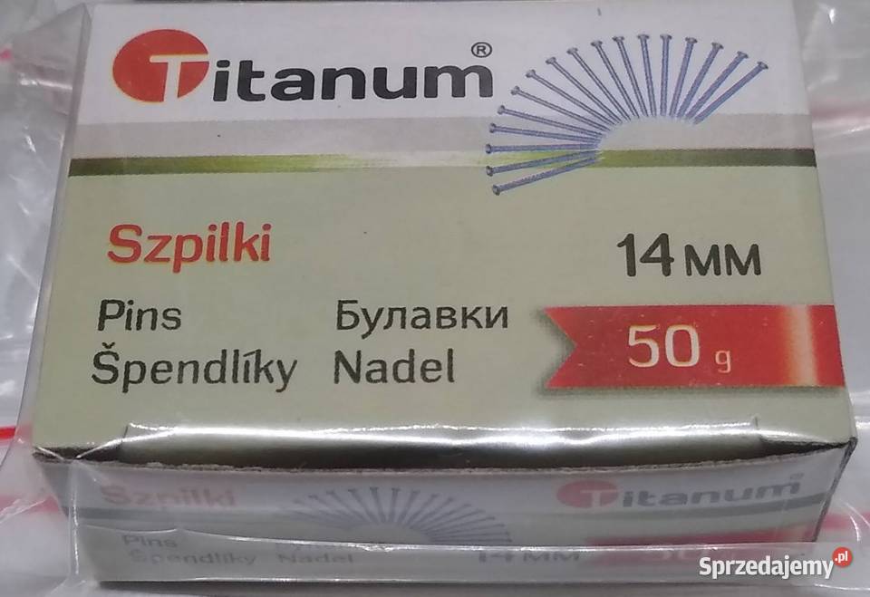 Szpilki krawieckie krótkie 14mm 50g Titanum Gdańsk sprzedam