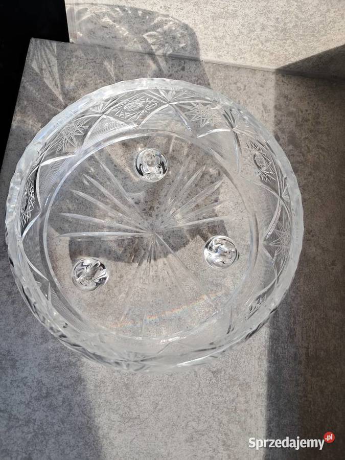 kryształowa misa z prlu na 3 nóżkach stan śr 17 Porcelana i szkło Sandomierz