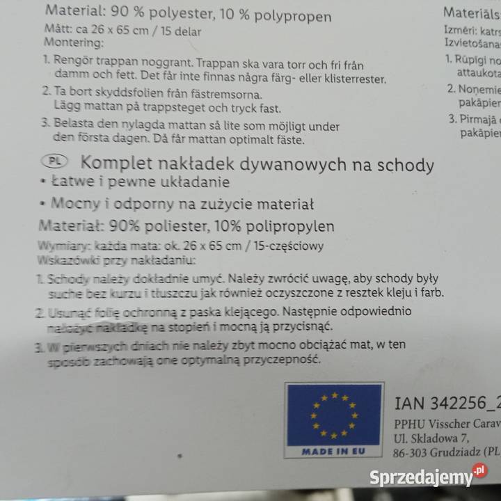 Nakładki dywanowe na schody MERADISO brąz wenge mazowieckie