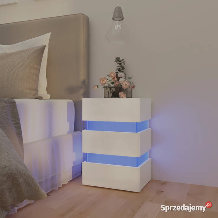 Szafka nocna z LED wysoki połysk biała 45x35x67 Warszawa