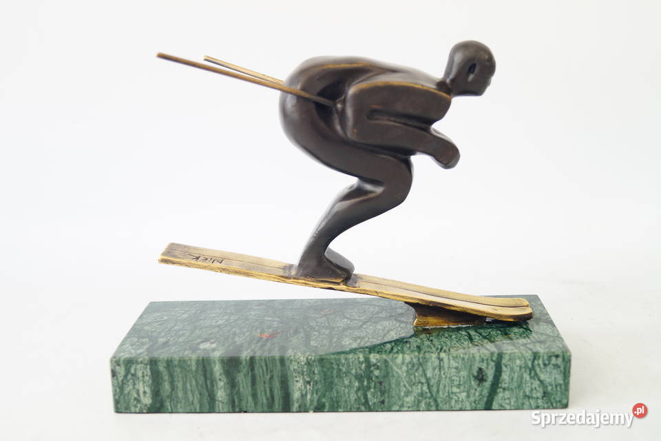 Figura z brązu NARCIARZ rzeźba sportowiec narty sprzedam