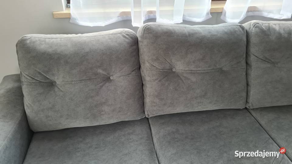 Szara kanapa 3osobowa z funkcją spania fotel Reda