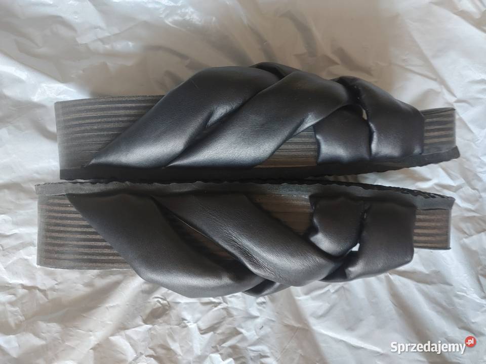 Czarne klapki Gino Rossi 37 nowe skóra naturalna Myślenice