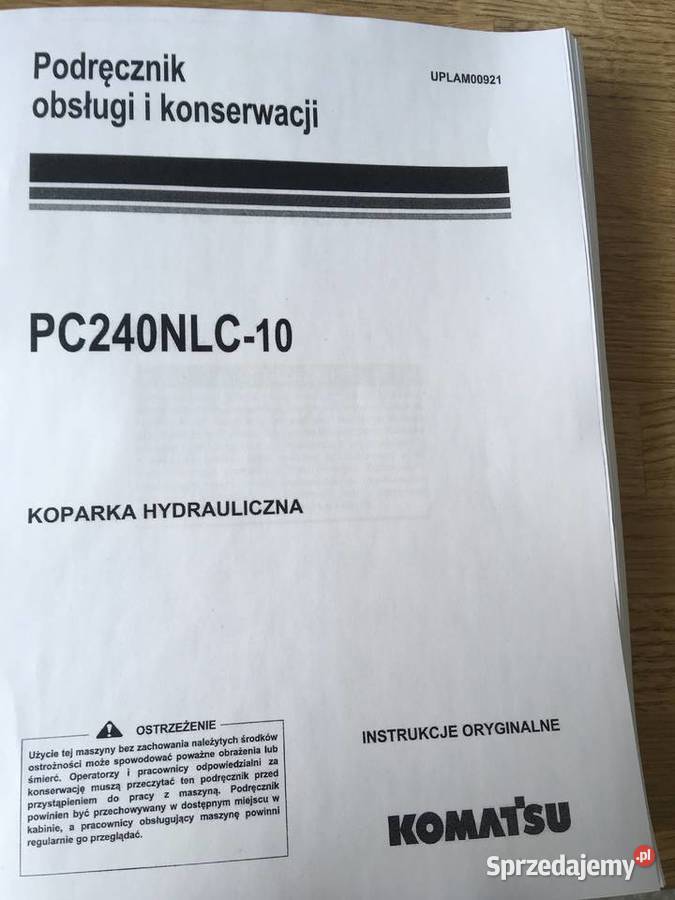 dtr instrukcja obsługi koparka komatsu zachodniopomorskie Szczecin