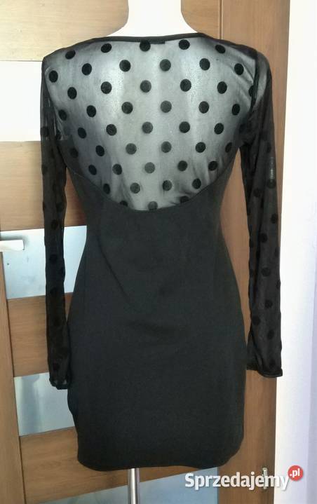Mała czarna sukienka w kropki grochy retro Krosno