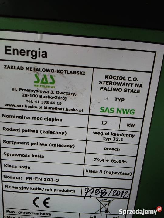 Sprzedam piec SAS 17kw podkarpackie Lubaczów