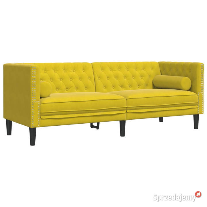 Sofa Chesterfield z wałkami trzyosobowa żółta mazowieckie Warszawa
