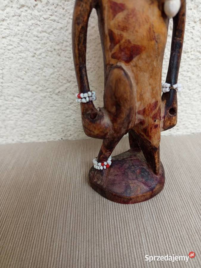 Afrykańska drewniana figurka rzeźba WOJOWNIK wys Warszawa