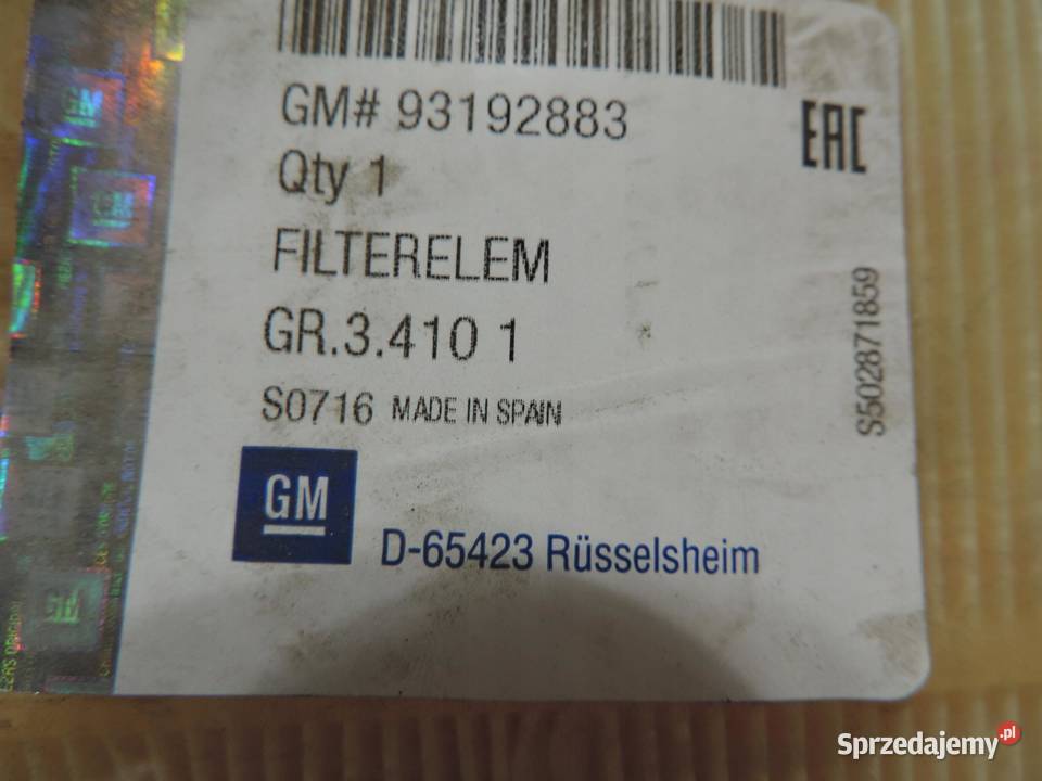 FILTR POWIETRZA OPEL ASTRA G 22 16V 93192883 Powietrza kujawsko-pomorskie